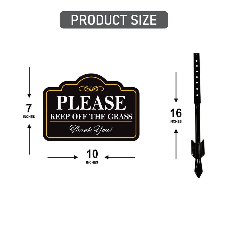 3 Pack Please Keep Off The Grass Yard Sign with 16" Stake, Aluminum Stay Off Grass Warning Sign, Outdoor Landscape Protection Lawn Sign