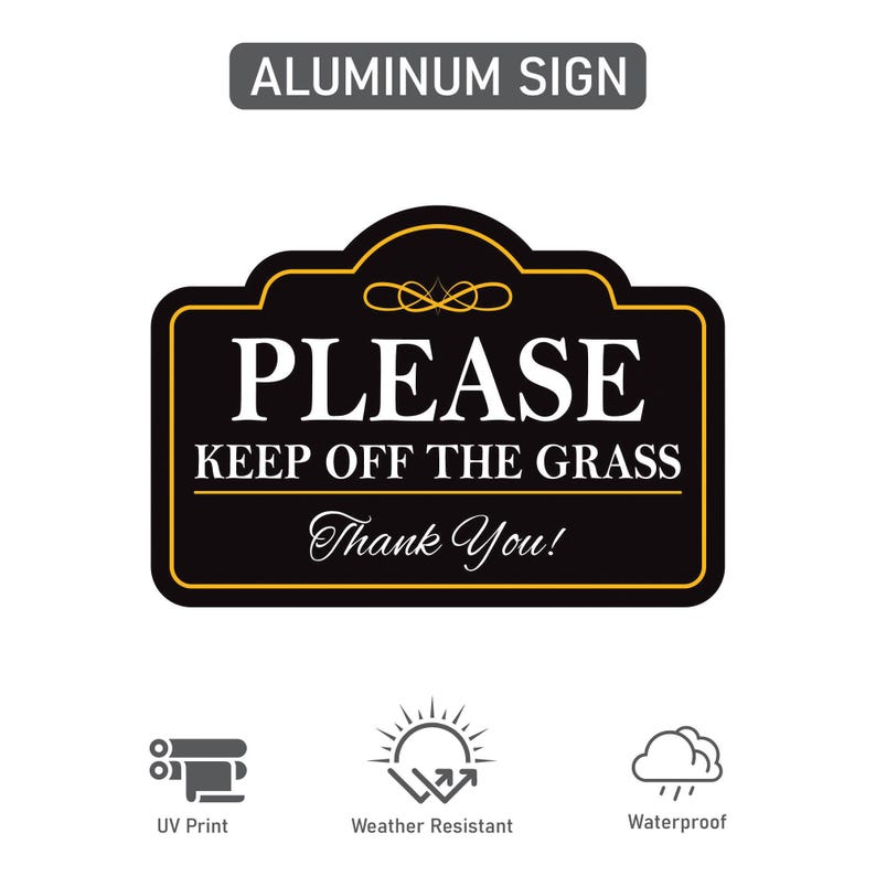 Please Keep Off The Grass Yard Sign with 16" Stake, Rust-Free Aluminum Stay Off Grass Warning Sign, Outdoor Landscape Protection Lawn Sign