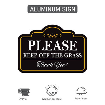 Please Keep Off The Grass Yard Sign with 16" Stake, Rust-Free Aluminum Stay Off Grass Warning Sign, Outdoor Landscape Protection Lawn Sign