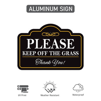 3 Pack Please Keep Off The Grass Yard Sign with 16" Stake, Aluminum Stay Off Grass Warning Sign, Outdoor Landscape Protection Lawn Sign