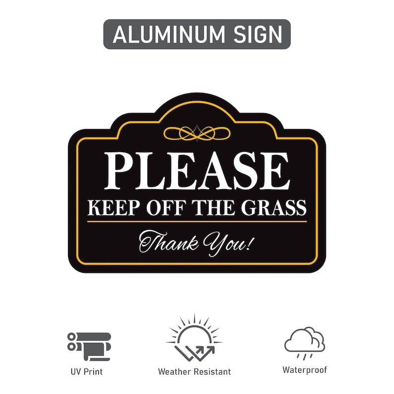 2 Pack Please Keep Off The Grass Yard Sign with 16" Stake, Aluminum Stay Off Grass Warning Sign, Outdoor Landscape Protection Lawn Sign