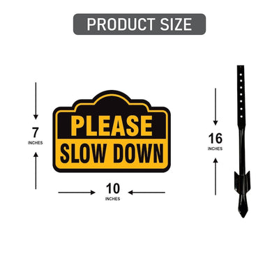 2 Pack Please Slow Down Yard Sign with 16" Stake, Rust-Free Aluminum Drive Safely Sign, Outdoor Traffic Warning Sign for Neighborhoods, Yard