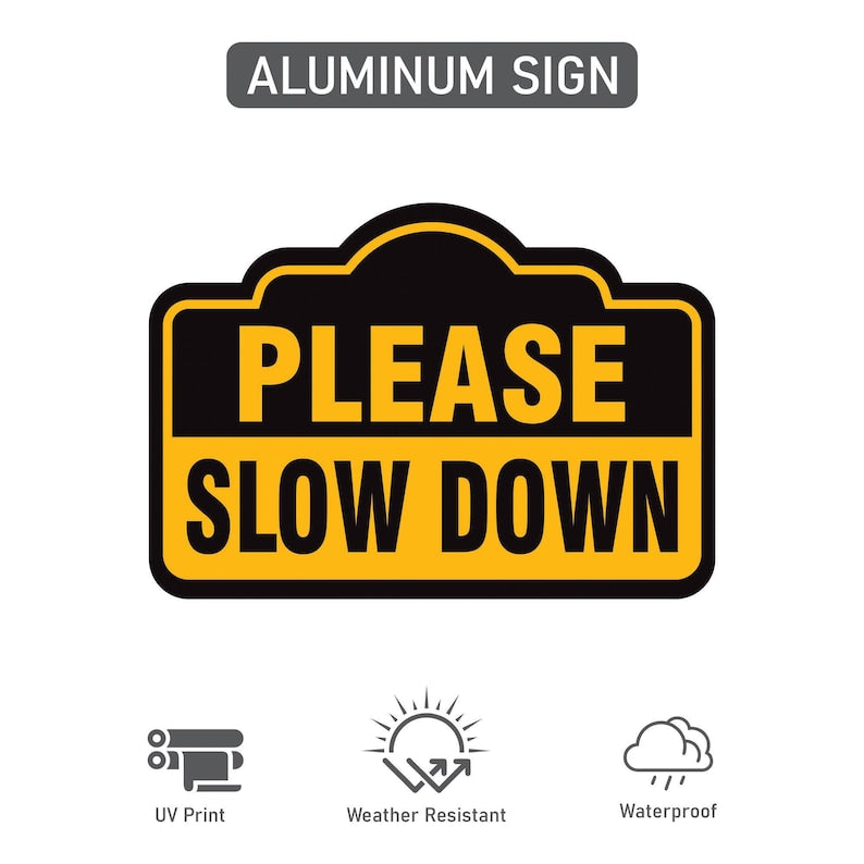 3 Pack Please Slow Down Yard Sign with 16" Stake, Rust-Free Aluminum Drive Safely Sign, Outdoor Traffic Warning Sign for Neighborhoods, Yard