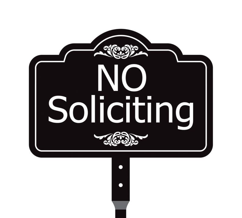 No Soliciting Yard Sign with 16" Stake, Rust-Free Aluminum No Solicitors Warning Sign, Outdoor Home Privacy and Security Lawn Sign