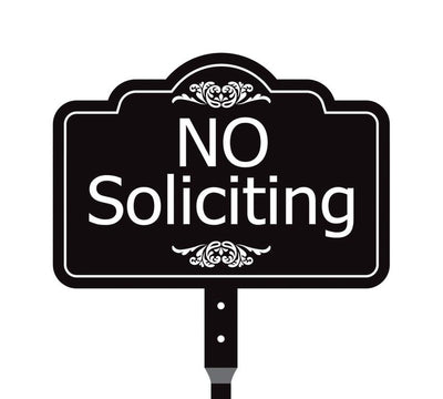 No Soliciting Yard Sign with 16" Stake, Rust-Free Aluminum No Solicitors Warning Sign, Outdoor Home Privacy and Security Lawn Sign