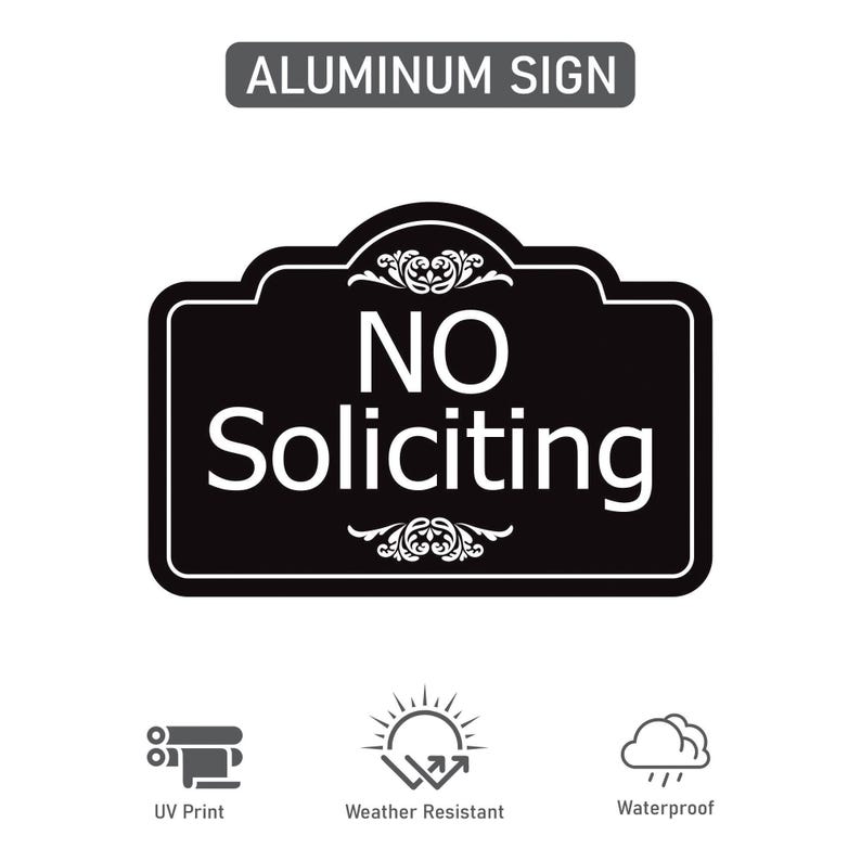 3 Pack No Soliciting Yard Sign with 16" Stake, Rust-Free Aluminum No Solicitors Warning Sign, Outdoor Home Privacy and Security Lawn Sign
