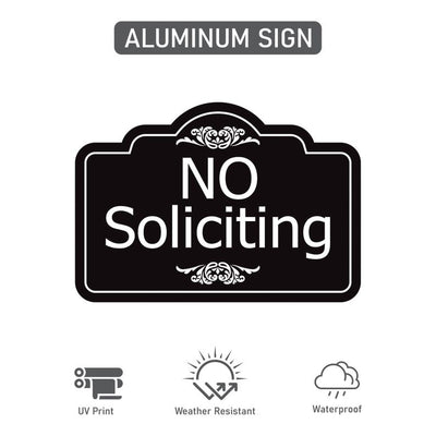 3 Pack No Soliciting Yard Sign with 16" Stake, Rust-Free Aluminum No Solicitors Warning Sign, Outdoor Home Privacy and Security Lawn Sign