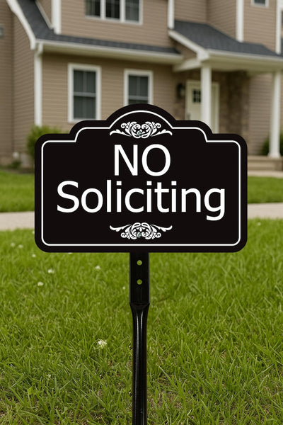 3 Pack No Soliciting Yard Sign with 16" Stake, Rust-Free Aluminum No Solicitors Warning Sign, Outdoor Home Privacy and Security Lawn Sign
