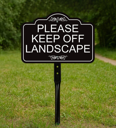 3 Pack Please Keep Off Landscape Yard Sign with 16" Stake, Rust-Free Aluminum Stay Off Grass Warning Sign, Outdoor Lawn Garden Protection