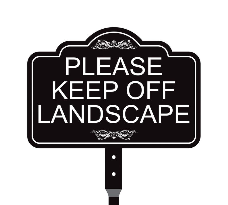 Please Keep Off Landscape Yard Sign with 16" Stake, Rust-Free Aluminum Stay Off Grass Warning Sign, Outdoor Lawn and Garden Protection Sign