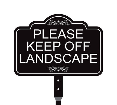 Please Keep Off Landscape Yard Sign with 16" Stake, Rust-Free Aluminum Stay Off Grass Warning Sign, Outdoor Lawn and Garden Protection Sign