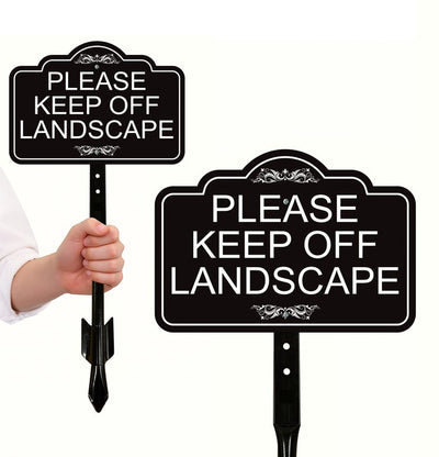 Please Keep Off Landscape Yard Sign with 16" Stake, Rust-Free Aluminum Stay Off Grass Warning Sign, Outdoor Lawn and Garden Protection Sign