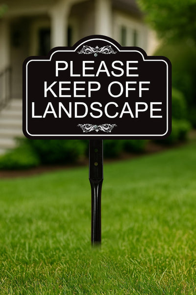 2 Pack Please Keep Off Landscape Yard Sign with 16" Stake, Rust-Free Aluminum Stay Off Grass Warning Sign, Outdoor Lawn Garden Protection