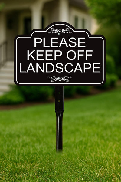 3 Pack Please Keep Off Landscape Yard Sign with 16" Stake, Rust-Free Aluminum Stay Off Grass Warning Sign, Outdoor Lawn Garden Protection