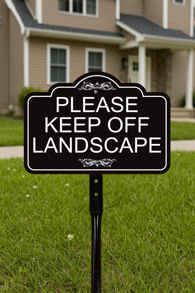 Please Keep Off Landscape Yard Sign with 16" Stake, Rust-Free Aluminum Stay Off Grass Warning Sign, Outdoor Lawn and Garden Protection Sign