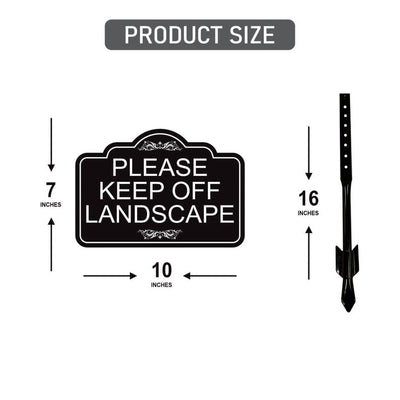 Please Keep Off Landscape Yard Sign with 16" Stake, Rust-Free Aluminum Stay Off Grass Warning Sign, Outdoor Lawn and Garden Protection Sign