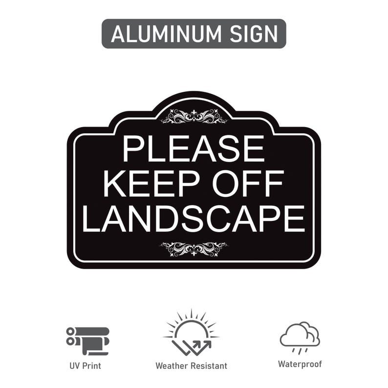 Please Keep Off Landscape Yard Sign with 16" Stake, Rust-Free Aluminum Stay Off Grass Warning Sign, Outdoor Lawn and Garden Protection Sign