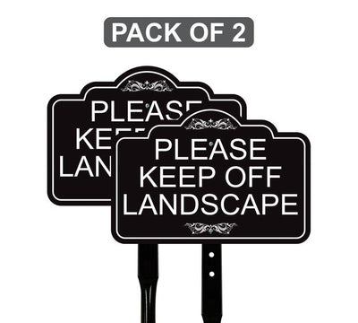 2 Pack Please Keep Off Landscape Yard Sign with 16" Stake, Rust-Free Aluminum Stay Off Grass Warning Sign, Outdoor Lawn Garden Protection