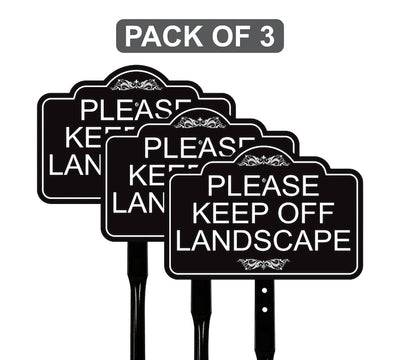 3 Pack Please Keep Off Landscape Yard Sign with 16" Stake, Rust-Free Aluminum Stay Off Grass Warning Sign, Outdoor Lawn Garden Protection