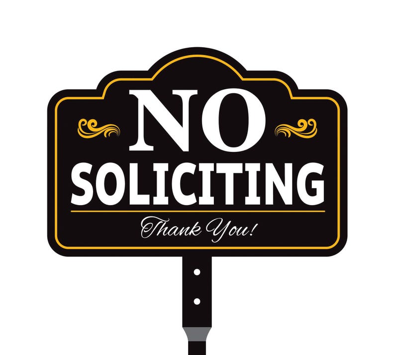 No Soliciting Yard Sign with 16" Stake, Rust-Free Aluminum No Solicitors Warning Sign, Outdoor Home Privacy and Security Lawn Sign