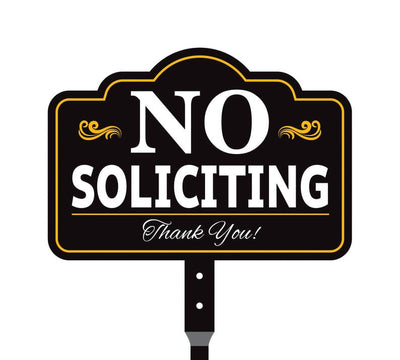 No Soliciting Yard Sign with 16" Stake, Rust-Free Aluminum No Solicitors Warning Sign, Outdoor Home Privacy and Security Lawn Sign