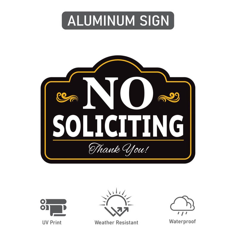 3 Pack No Soliciting Yard Sign with 16" Stake, Rust-Free Aluminum No Solicitors Warning Sign, Outdoor Home Privacy and Security Lawn Sign