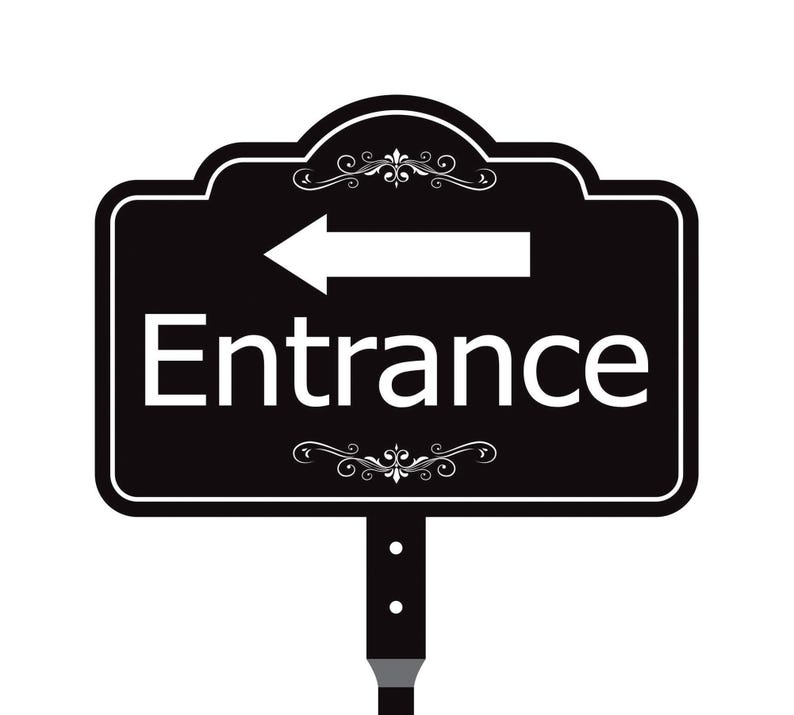 2 Pack Entrance Yard Sign with Arrow and 16" Stake, Aluminum Directional Enter Sign, Outdoor Lawn Entry Marker for Events, Homes, Businesses