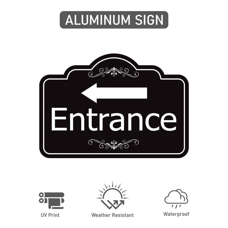 2 Pack Entrance Yard Sign with Arrow and 16" Stake, Aluminum Directional Enter Sign, Outdoor Lawn Entry Marker for Events, Homes, Businesses