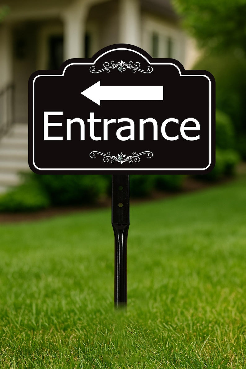 3 Pack Entrance Yard Sign with Arrow and 16" Stake, Aluminum Directional Enter Sign, Outdoor Lawn Entry Marker for Events, Homes, Businesses