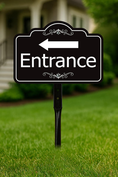 3 Pack Entrance Yard Sign with Arrow and 16" Stake, Aluminum Directional Enter Sign, Outdoor Lawn Entry Marker for Events, Homes, Businesses