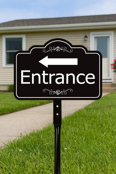 3 Pack Entrance Yard Sign with Arrow and 16" Stake, Aluminum Directional Enter Sign, Outdoor Lawn Entry Marker for Events, Homes, Businesses