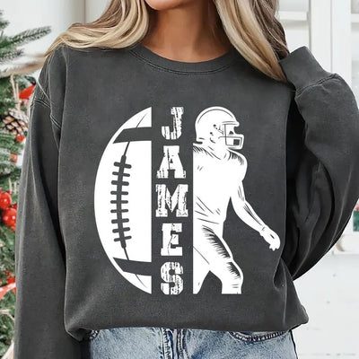 Personalized Football Mom Sweatshirt, Custom Game Day Women’s Football SweatShirt, Fall Football Season SweatShirt