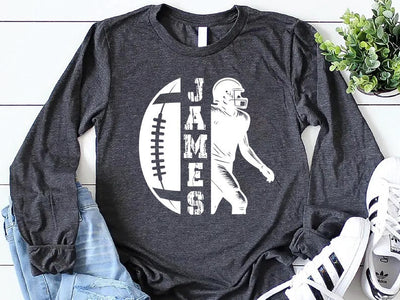 Personalized Football Mom Long Sleeve Shirt, Custom Game Day Women’s Football Long Sleeve Shirt, Fall Football Season Long Sleeve Shirt