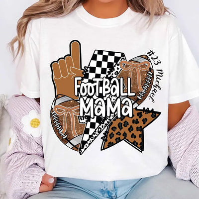 Football Mom Short Sleeve Shirt, Personalized Football Mama Tee with Name, Custom Game Day Short Sleeve Shirt