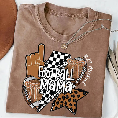 Football Mom Short Sleeve Shirt, Personalized Football Mama Tee with Name, Custom Game Day Short Sleeve Shirt
