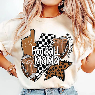 Football Mom Short Sleeve Shirt, Personalized Football Mama Tee with Name, Custom Game Day Short Sleeve Shirt