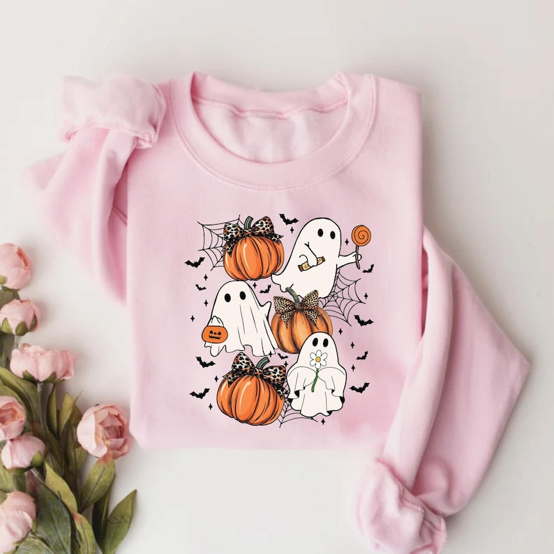 Halloween Coquette Bow Sweatshirt, Spooky Season Aesthetic SweatShirt, Girly Halloween SweatShirt