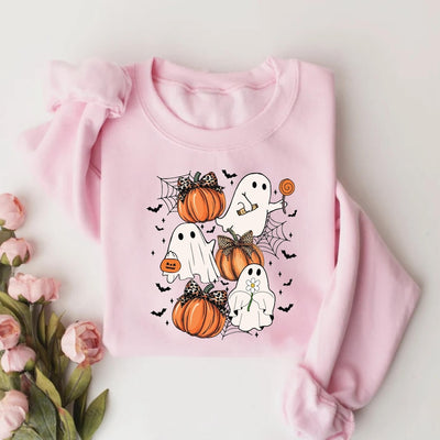 Halloween Coquette Bow Sweatshirt, Spooky Season Aesthetic SweatShirt, Girly Halloween SweatShirt