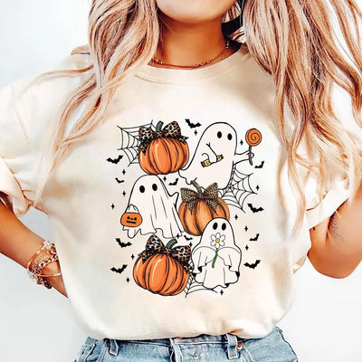 Halloween Coquette Bow Short Sleeve Shirt, Spooky Season Aesthetic Short Sleeve Shirt, Girly Halloween Tee