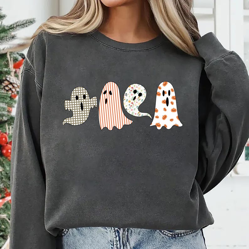 Halloween Ghost Sweatshirt, Cute Fall Ghost SweatShirt, Spooky Season Autumn SweatShirt