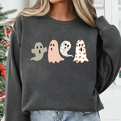 Halloween Ghost Sweatshirt, Cute Fall Ghost SweatShirt, Spooky Season Autumn SweatShirt