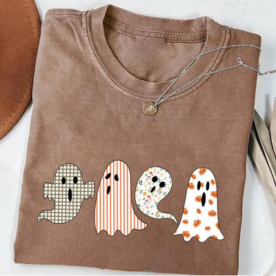 Halloween Ghost Short Sleeve Shirt, Cute Fall Ghost Tee, Spooky Season Autumn Short Sleeve Shirt, Unisex Halloween Short Sleeve Shirt