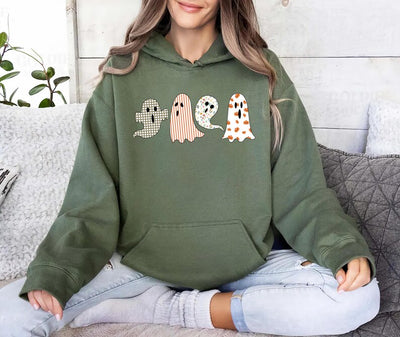 Halloween Ghost Hoodie, Cute Fall Ghost Hoodie, Spooky Season Autumn Hoodie, Unisex Halloween Hoodie