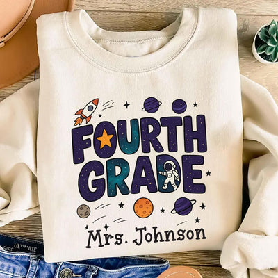 Outer Space Teacher Sweatshirt, Galaxy 4th Grade SweatShirt, Planet 5th Grade SweatShirt, First Day of School Unisex SweatShirt