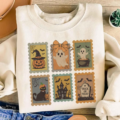 Trick or Treat Sweatshirt, Vintage Halloween Crewneck SweatShirt, Ghost Spooky Season SweatShirt