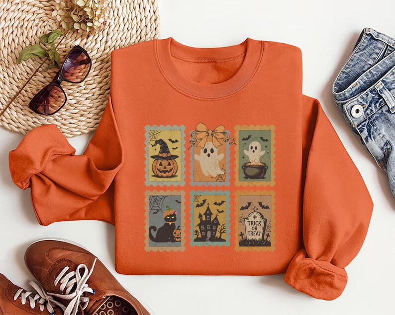 Trick or Treat Sweatshirt, Vintage Halloween Crewneck SweatShirt, Ghost Spooky Season SweatShirt