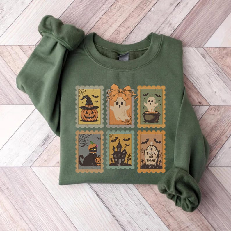 Trick or Treat Sweatshirt, Vintage Halloween Crewneck SweatShirt, Ghost Spooky Season SweatShirt