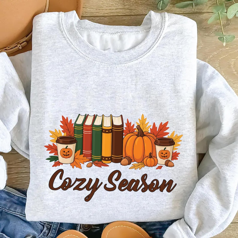 Cozy Season Fall Sweatshirt, Cute Autumn Crewneck SweatShirt, Cozy Fall Graphic SweatShirt, Unisex Fall Vibes SweatShirt