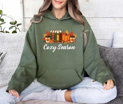 Cozy Season Fall Hoodie, Cute Autumn Crewneck Hoodie, Cozy Fall Graphic Hoodie, Unisex Fall Vibes Hoodie