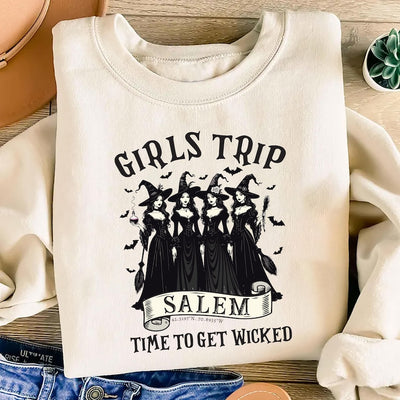 Girls Trip Salem Sweatshirt, Retro Halloween Witch SweatShirt, Salem Massachusetts SweatShirt